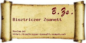 Bisztriczer Zsanett névjegykártya